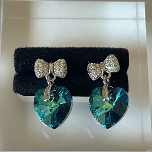 New Sterling Silver and Blue Topaz CZ Earrings